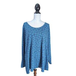 LuLaRoe Lynnae Top Shirt Womens 3XL Blue‎ Polkadot Long Sleeve Tunic Pullover